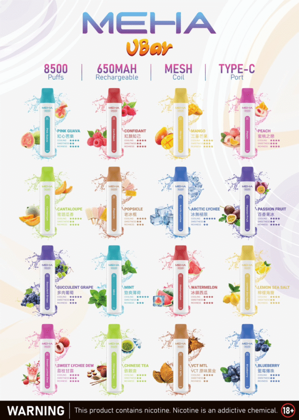 9月新品🔥MEHA魅嗨拋棄式8500口 可充電🔋(買10隻送一隻可備注口味)